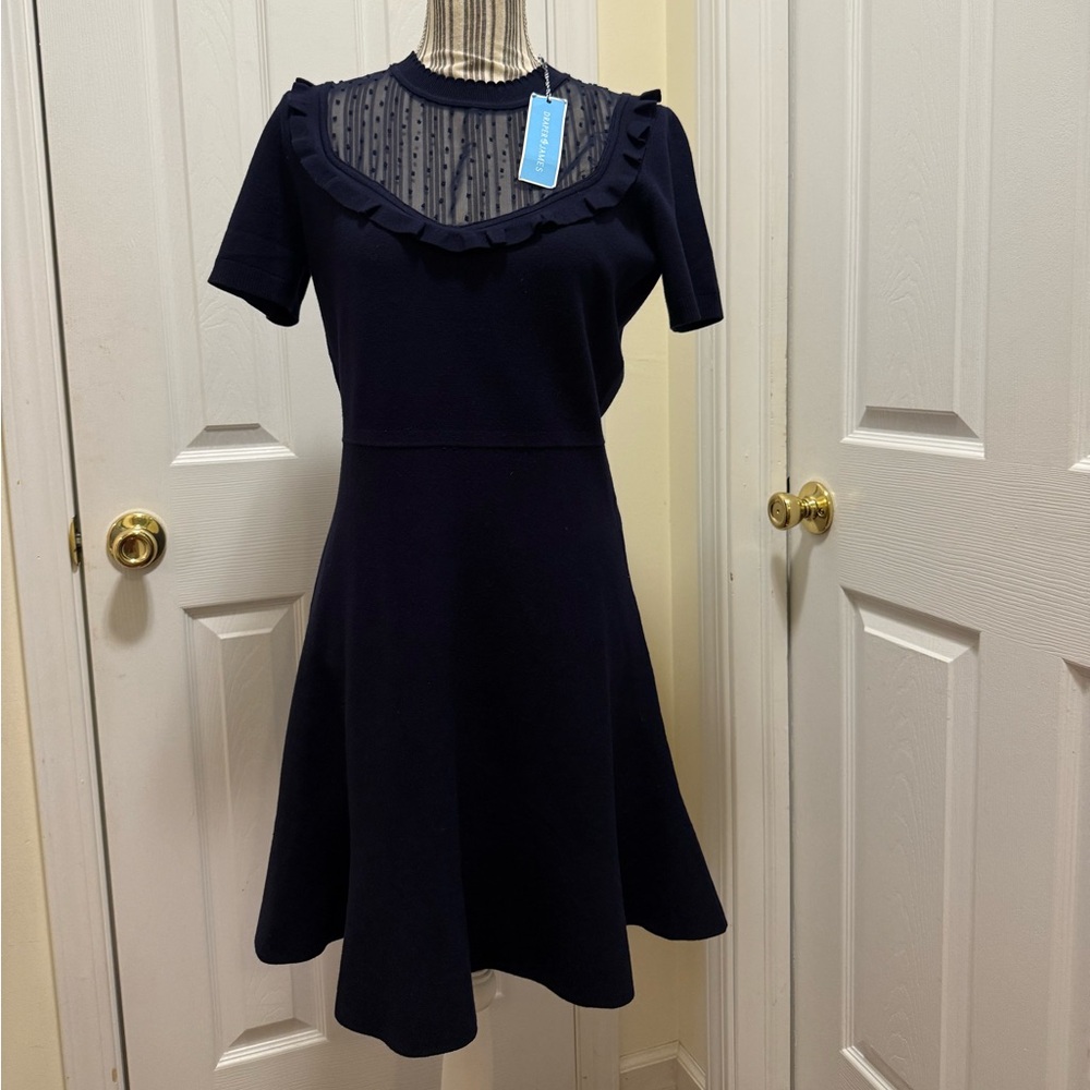 NWT Draper James Sheer Yoke A-Line Dress Size Medium NWT